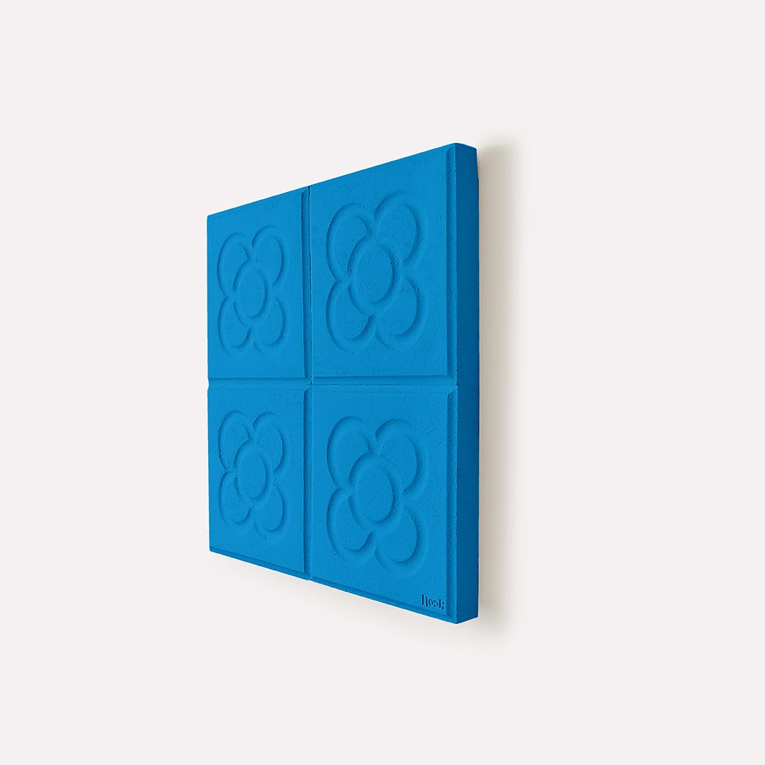 Flor de Barcelona cuatro panots decorativos azules